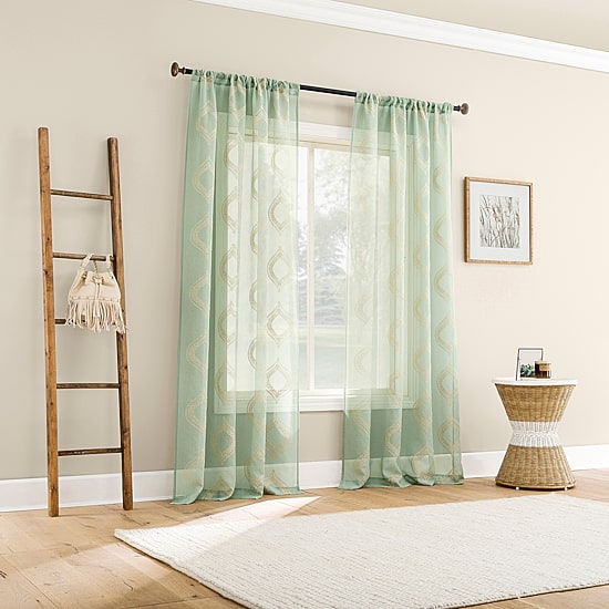 No 918 Ravenna Medallion Rod Pocket Embroidered Light-Filtering Single Curtain Panel