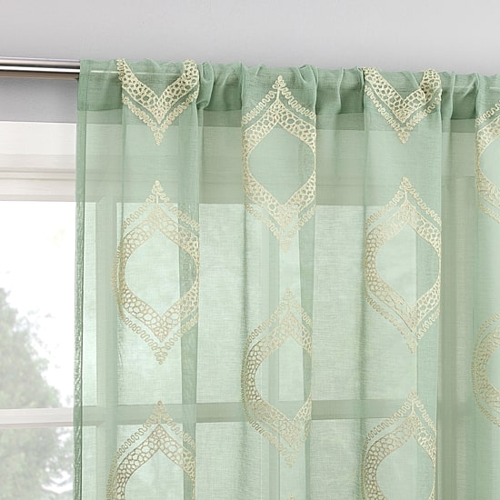 No 918 Ravenna Medallion Rod Pocket Embroidered Light-Filtering Single Curtain Panel