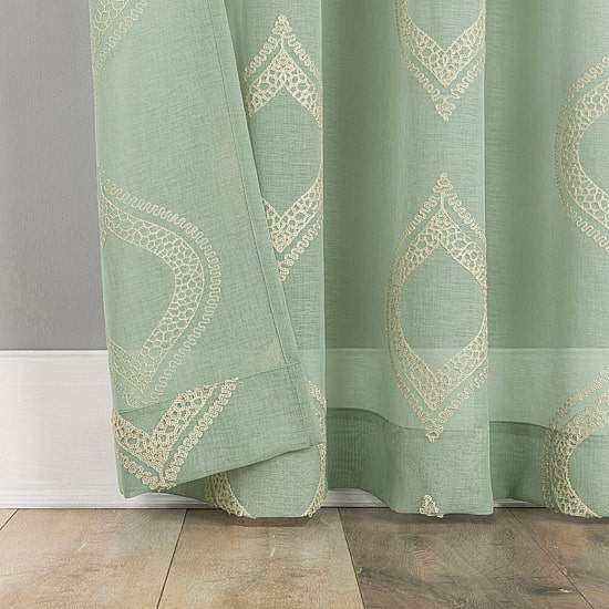No 918 Ravenna Medallion Rod Pocket Embroidered Light-Filtering Single Curtain Panel