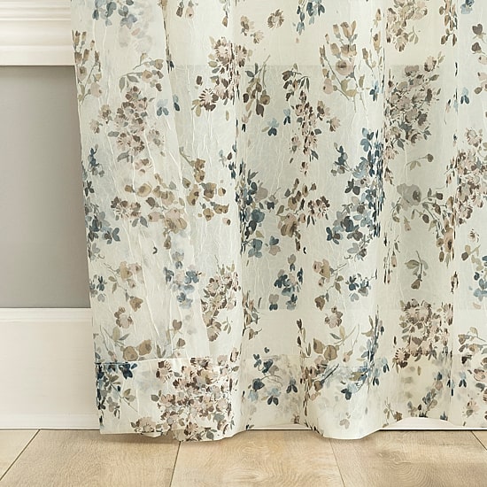 No 918 Alethea Floral Print Crushed Voile Rod Pocket Light-Filtering Single Curtain Panel