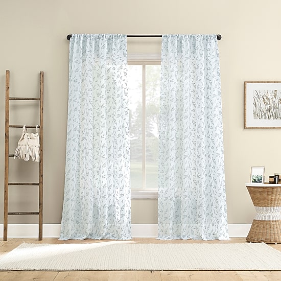 No 918 Briarwood Delicate Leaf Textured Rod Pocket Light-Filtering Single Curtain Panel