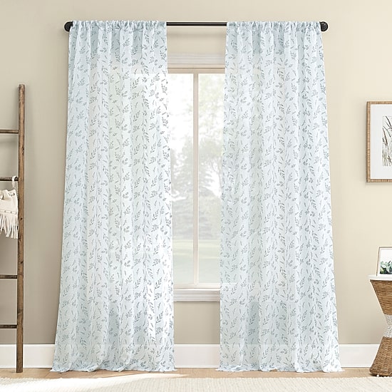 No 918 Briarwood Delicate Leaf Textured Rod Pocket Light-Filtering Single Curtain Panel