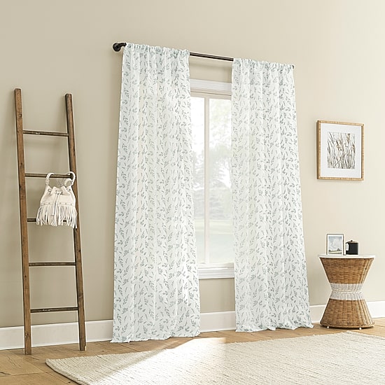 No 918 Briarwood Delicate Leaf Textured Rod Pocket Light-Filtering Single Curtain Panel