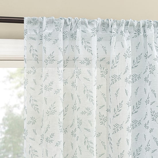 No 918 Briarwood Delicate Leaf Textured Rod Pocket Light-Filtering Single Curtain Panel