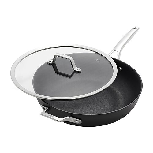 Calphalon Premier Hard-Anodized Aluminum Nonstick 13" Deep Skillet with Lid - Black, Stainless Steel