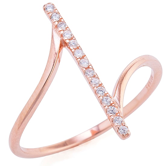 Silver Treasures Womens Cubic Zirconia 14K Rose Gold Over Silver Cocktail Ring