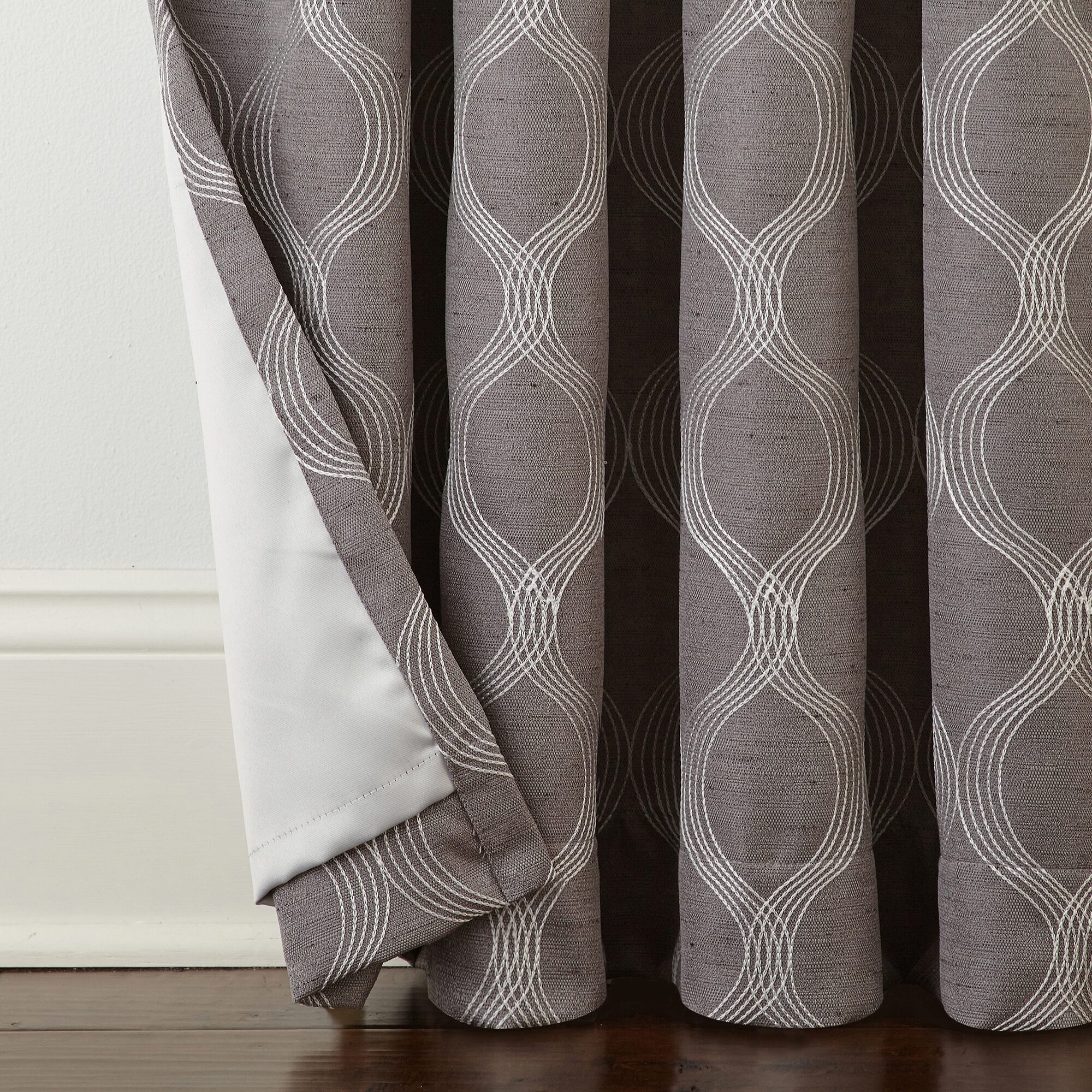 Max Blackout Prescott Grommet Top Embroidered 100% Single Curtain Panel