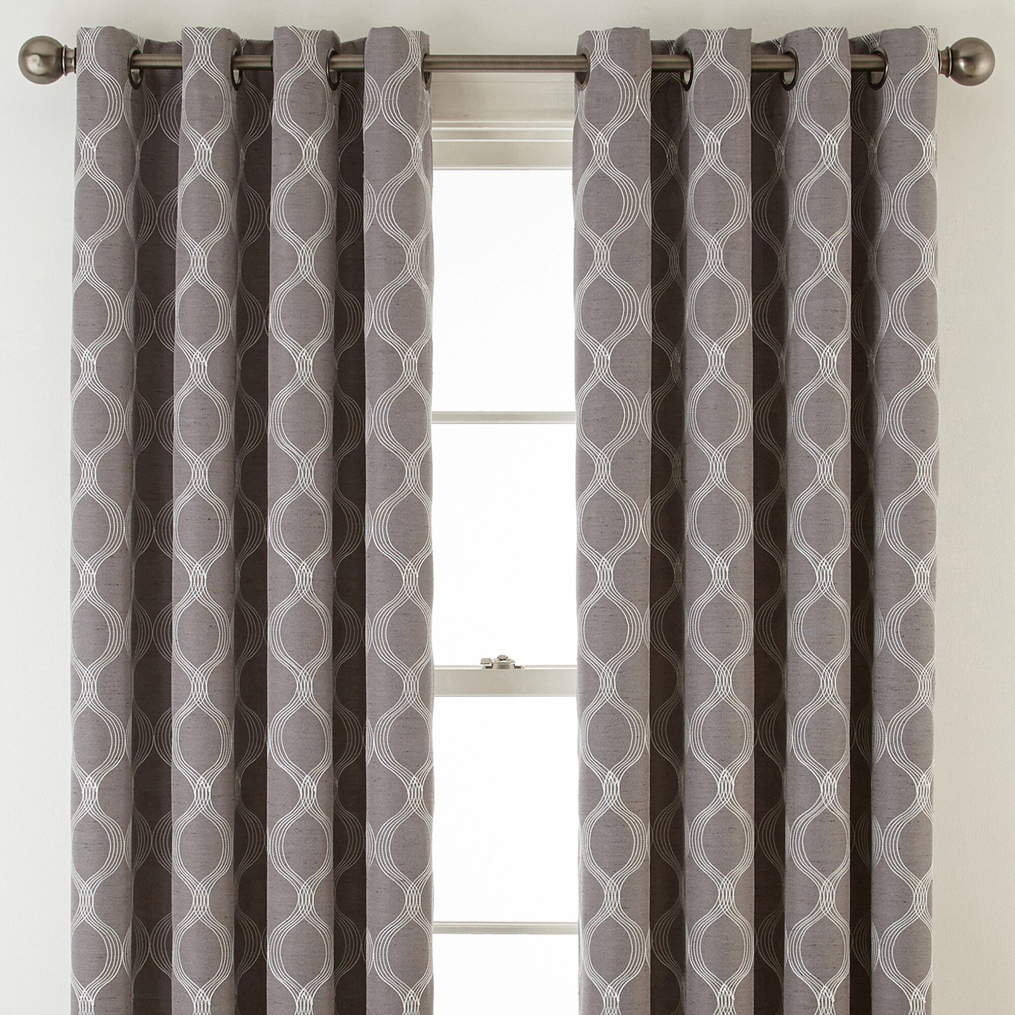 Max Blackout Prescott Grommet Top Embroidered 100% Single Curtain Panel
