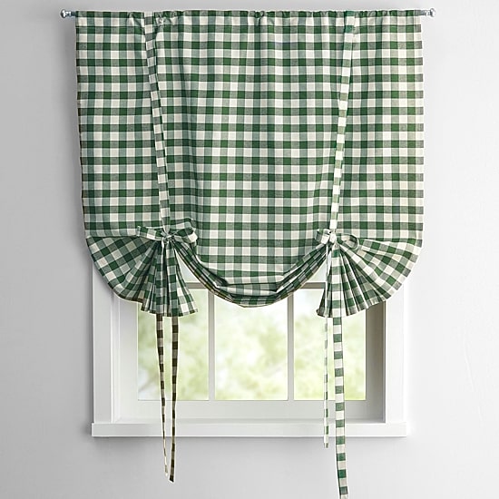 Sweet Home Collection Buffalo Check Plaid Gingham Light-Filtering Rod Pocket Single Tie-Up Shade