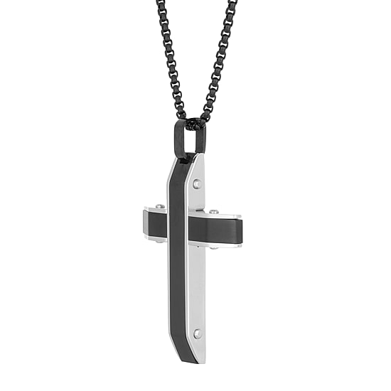 Mens Stainless Steel Cross 24 Inch Pendant Necklace