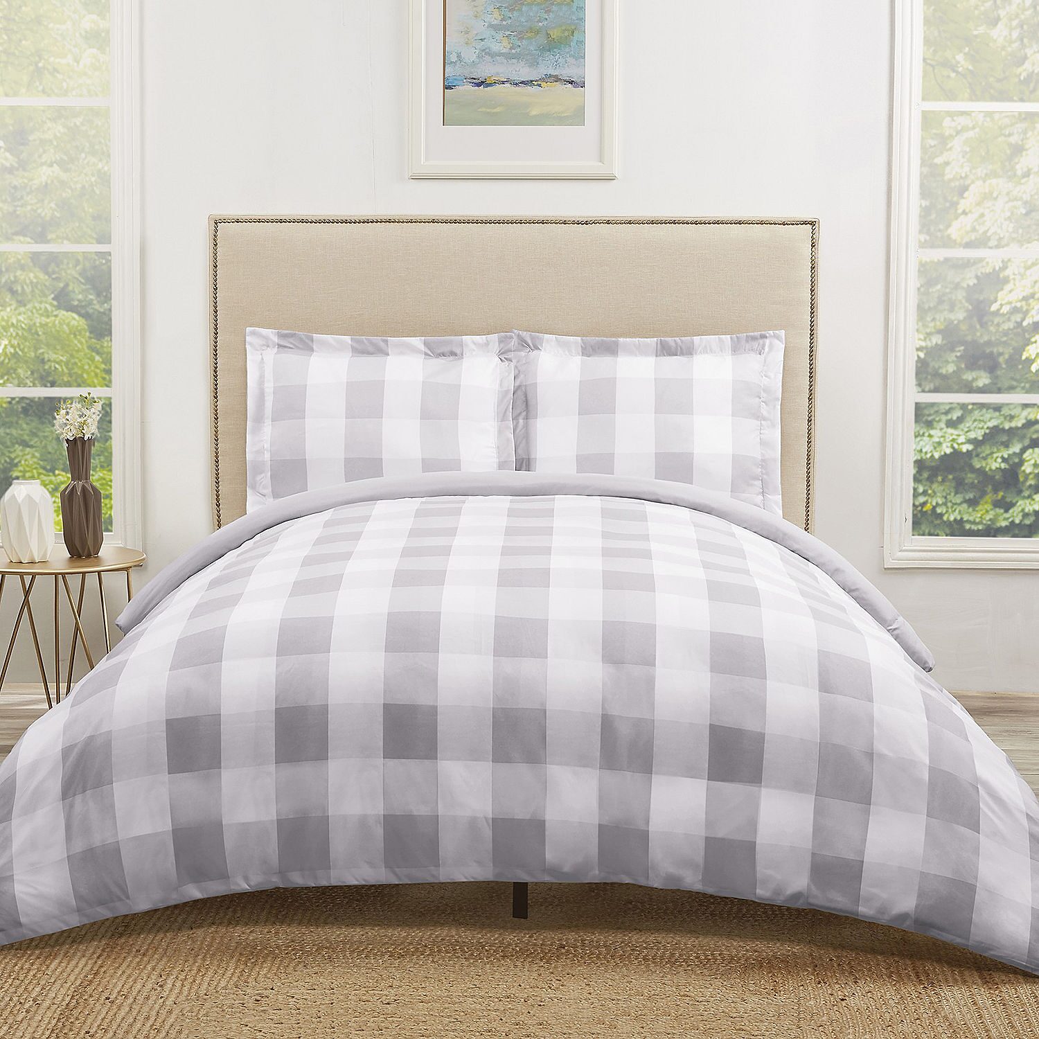 Truly Soft Everyday Buffalo Check Comforter Set Plaid Lightweight REVERSIBLE
