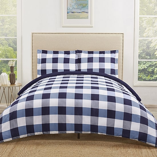 Truly Soft Everyday Buffalo Check Comforter Set Plaid Lightweight Reversible Comforter Set