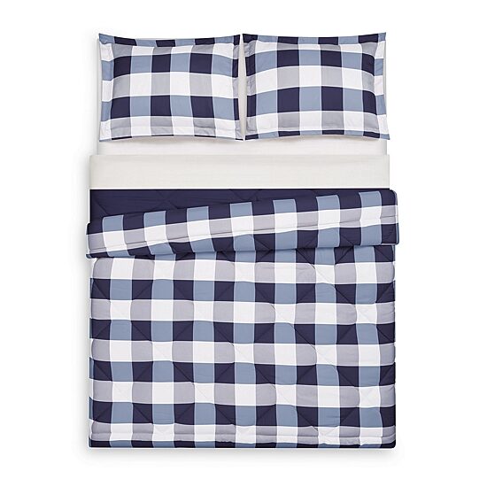 Truly Soft Everyday Buffalo Check Comforter Set Plaid Lightweight Reversible Comforter Set