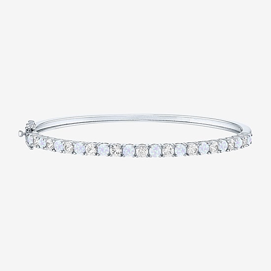 Gemstone Sterling Silver Bangle Bracelet