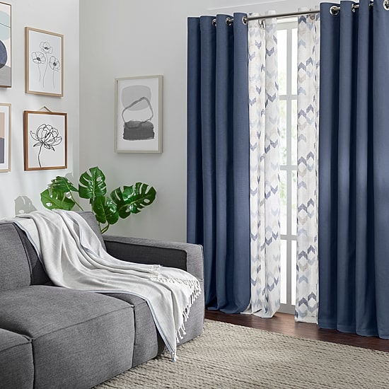 Fieldcrest Arden Modern Herringbone Cotton Grommet Top Sheer Single Curtain Panel