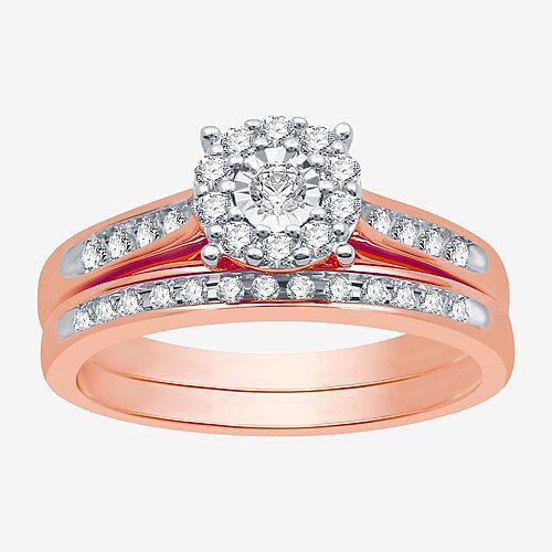 I Said Yes (h-i / I1) Womens 3/8 Ct. T.w. Lab Grown White Diamond Sterling Silver Round Side Stone Halo Bridal 