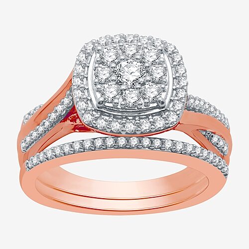 I Said Yes (h-i / I1) Womens 3/4 Ct. T.w. Lab Grown White Diamond Sterling Silver Cushion Side Stone Halo Brida