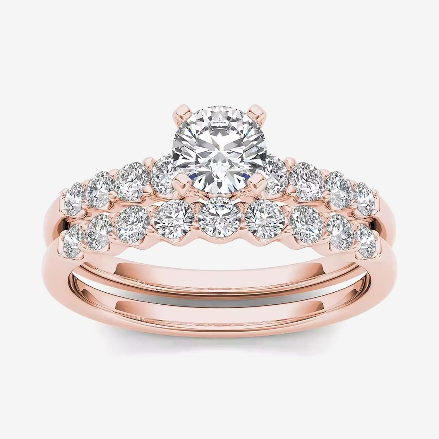 1/ CT.T.W. Natural Diamond 14K Gold Bridal Ring Set
