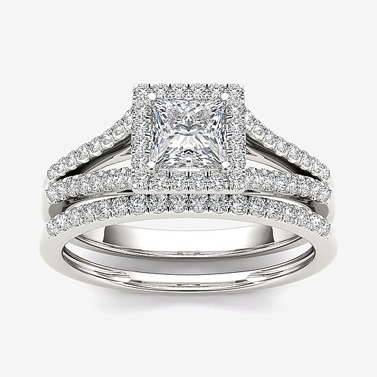 1 CT.T.W. Natural Diamond 10K White Gold Bridal Ring Set
