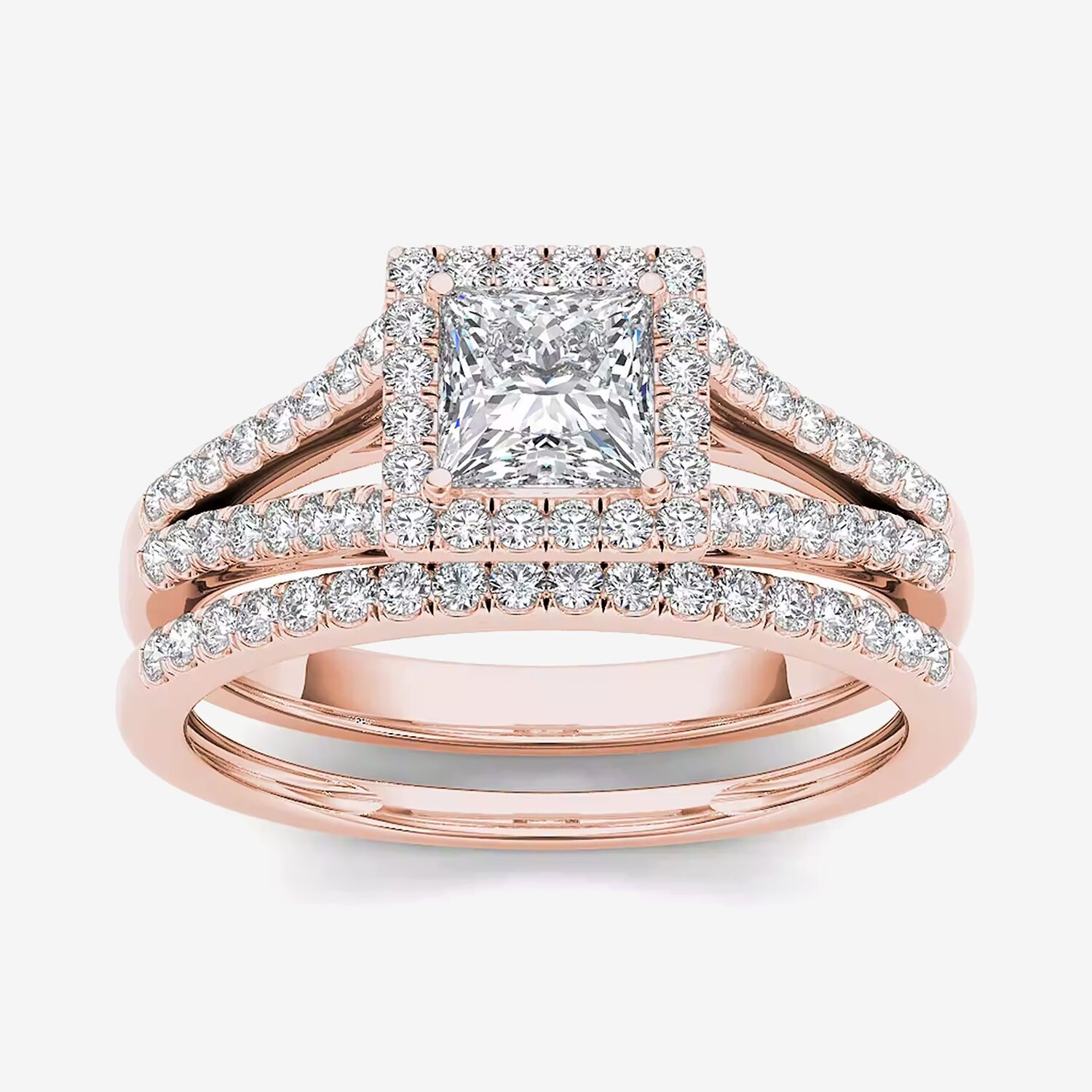 1 CT.T.W. Natural Diamond 10K Gold Bridal Ring Set