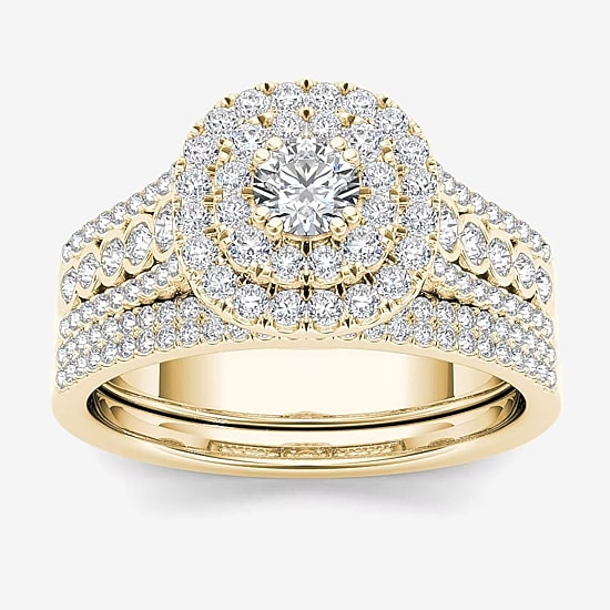 1 CT.T.W. Natural Diamond 10K Yellow Gold Bridal Ring Set