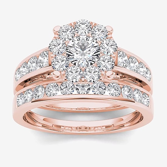 1 1/2 CT.T.W. Natural Diamond 10K Rose Gold Bridal Set