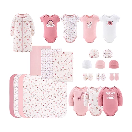 The Peanutshell 0-3m Rainbow Safari Baby Unisex Knit 23-pc. Baby Clothing Set