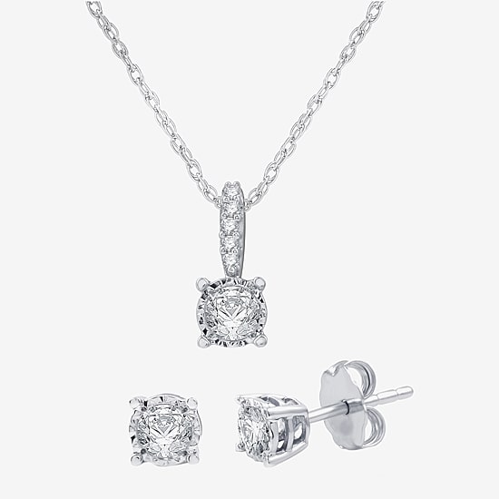 Ever Star (G / SI1-SI2) 1/2 CT. T.W. Lab Grown White Diamond Sterling Silver Round 2-pc. Jewelry Set