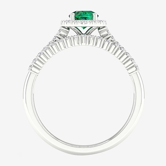 Modern Bride Gemstone Womens 3/8 CT. T.W. Genuine Blue Sapphire 10K Gold Round Halo Bridal Set