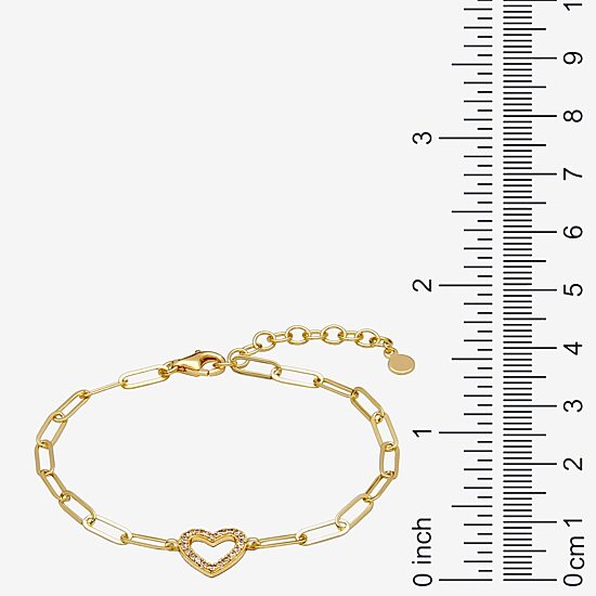 Paris 1901 By Charles Garnier Womens 18K Gold Over Silver Solid Heart 6 3/4 Inch Link Bracelet