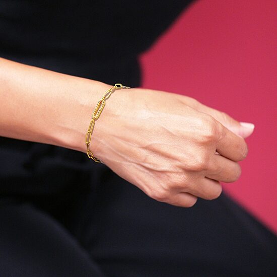 Paris 1901 By Charles Garnier Womens 18K Gold Over Silver Solid 6 3/4 Inch Link Bracelet