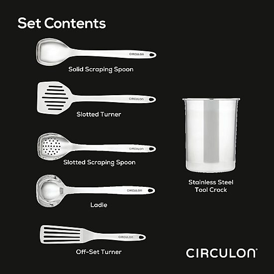 Circulon Stainless Steel 6-pc. Kitchen Tools Set with Crock