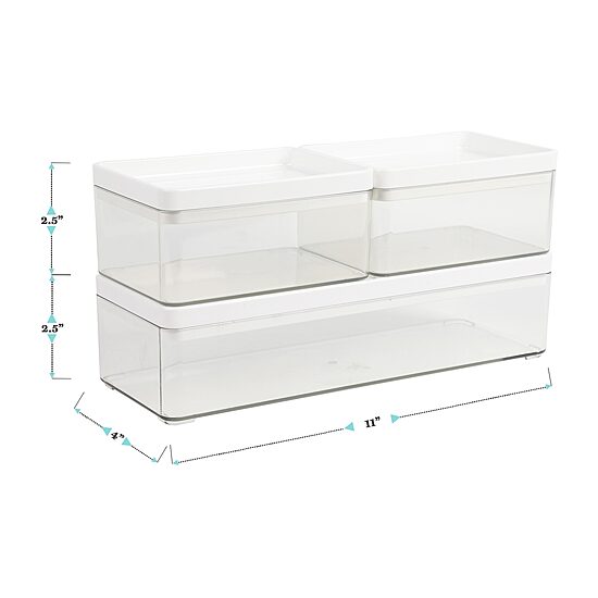 Martha Stewart 3 Pack Clear Bins With White PET Lids