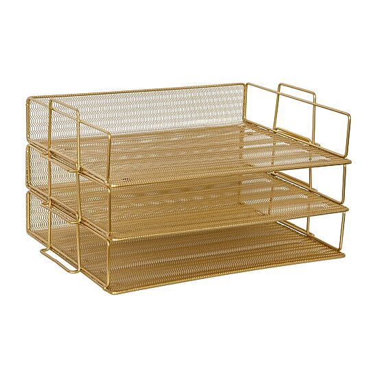 Martha Stewart Gold 3 Tier Desk Letter Tray