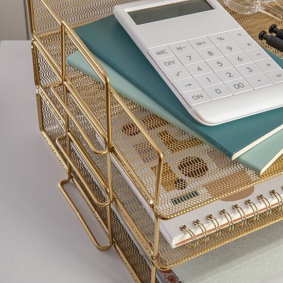 Martha Stewart Gold 3 Tier Desk Letter Tray