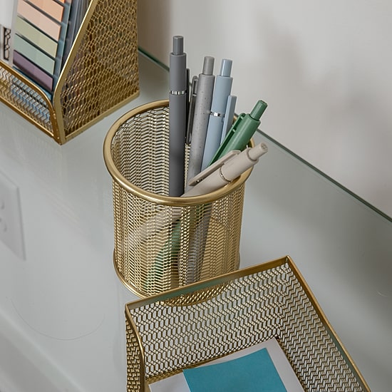Martha Stewart 6 Piece Gold Desk Organizer Set