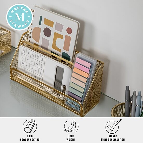 Martha Stewart 6 Piece Gold Desk Organizer Set