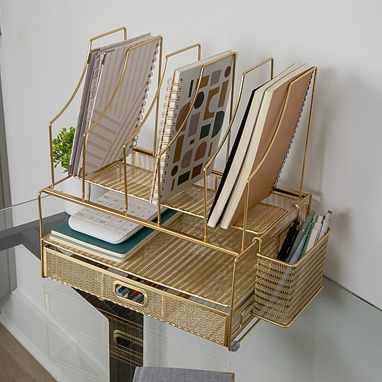 Martha Stewart Gold Desktop Organizer-Drawer