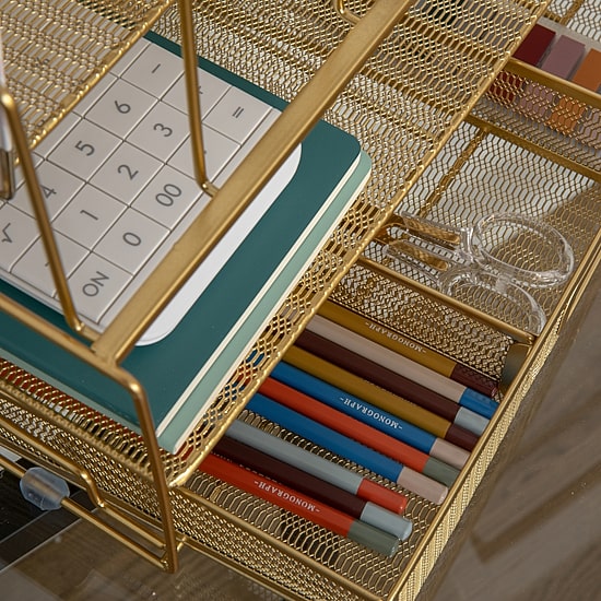 Martha Stewart Gold Desktop Organizer-Drawer