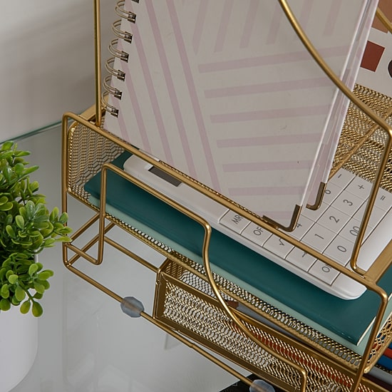 Martha Stewart Gold Desktop Organizer-Drawer