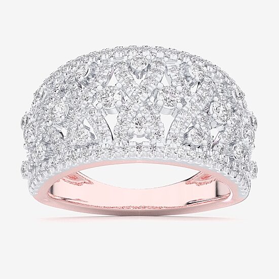 (G-H / Si1-Si2) Womens 1 CT. T.W. Lab Grown White Diamond 10K Gold Band