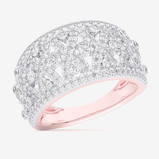 (G-H / Si1-Si2) Womens 1 CT. T.W. Lab Grown White Diamond 10K Gold Band