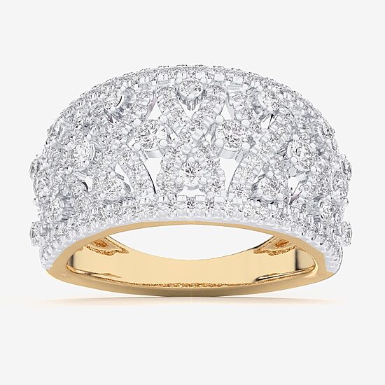 (G-H / Si1-Si2) Womens 1 CT. T.W. Lab Grown White Diamond 10K Gold Band