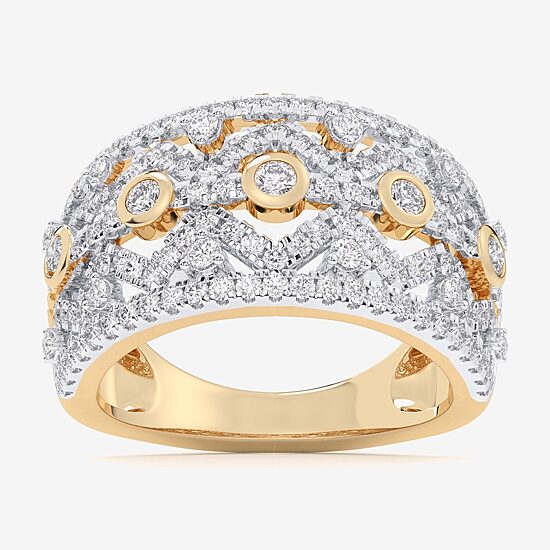 (G-H / Si1-Si2) Womens 1 CT. T.W. Lab Grown White Diamond 10K Gold Band