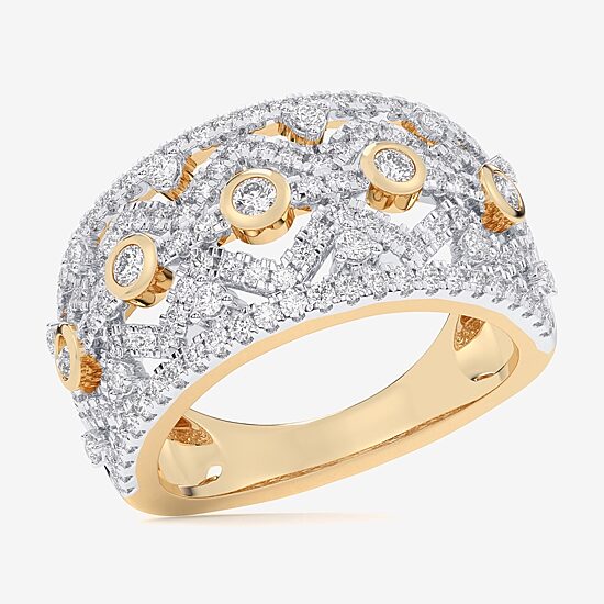 (G-H / Si1-Si2) Womens 1 CT. T.W. Lab Grown White Diamond 10K Gold Band