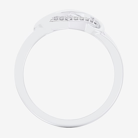 (G-H / Si1-Si2) Womens 1/8 CT. T.W. Lab Grown White Diamond 10K Gold Heart Bypass  Cocktail Ring