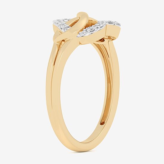 (G-H / Si1-Si2) Womens 1/8 CT. T.W. Lab Grown White Diamond 10K Gold Heart Bypass  Cocktail Ring