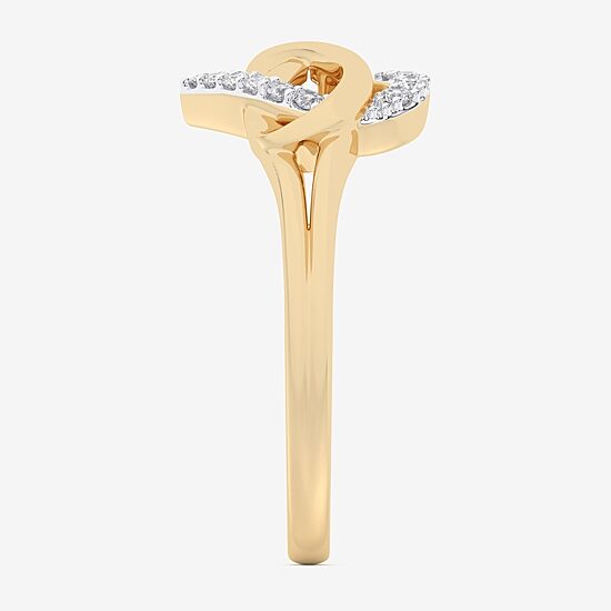 (G-H / Si1-Si2) Womens 1/8 CT. T.W. Lab Grown White Diamond 10K Gold Heart Bypass  Cocktail Ring