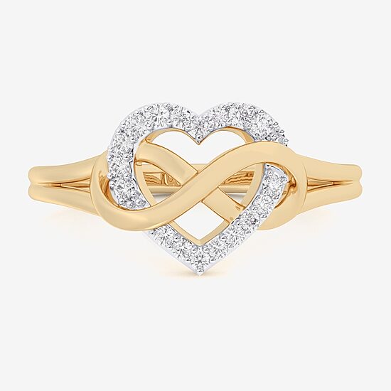 (G-H / Si1-Si2) Womens 1/8 CT. T.W. Lab Grown White Diamond 10K Gold Heart Bypass  Cocktail Ring