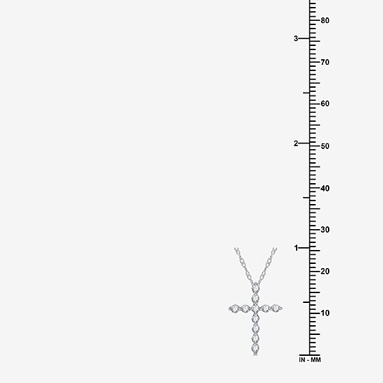 Womens 1/4 CT. T.W. Lab Grown White Diamond Sterling Silver Cross 18 Inch Pendant Necklace
